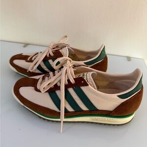 Adidas Pink and Brown Shoes with Green Accents